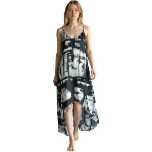 BCBGMAXAZRIA Abstract Print Slip Dress Asymmetric Hem Size XS AS-IS Flaw